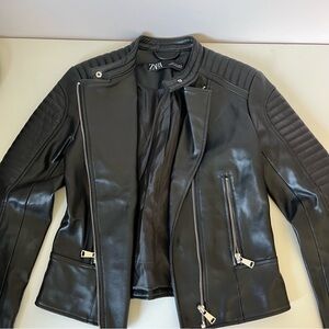 Zara Black Faux Leather Jacket - size Small
